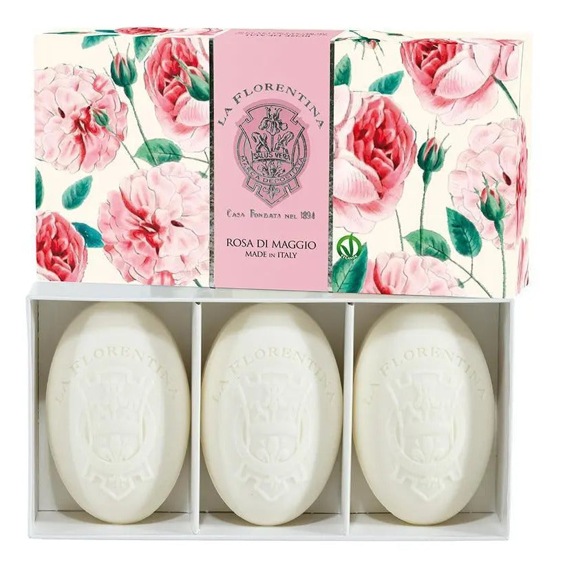 LA FLORENTINA CAIXA COM 3 SABONETES ROSA DI MAGGIO