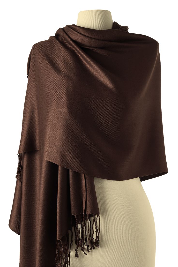 Echarpe Tipo Pashimina Marrom Escuro