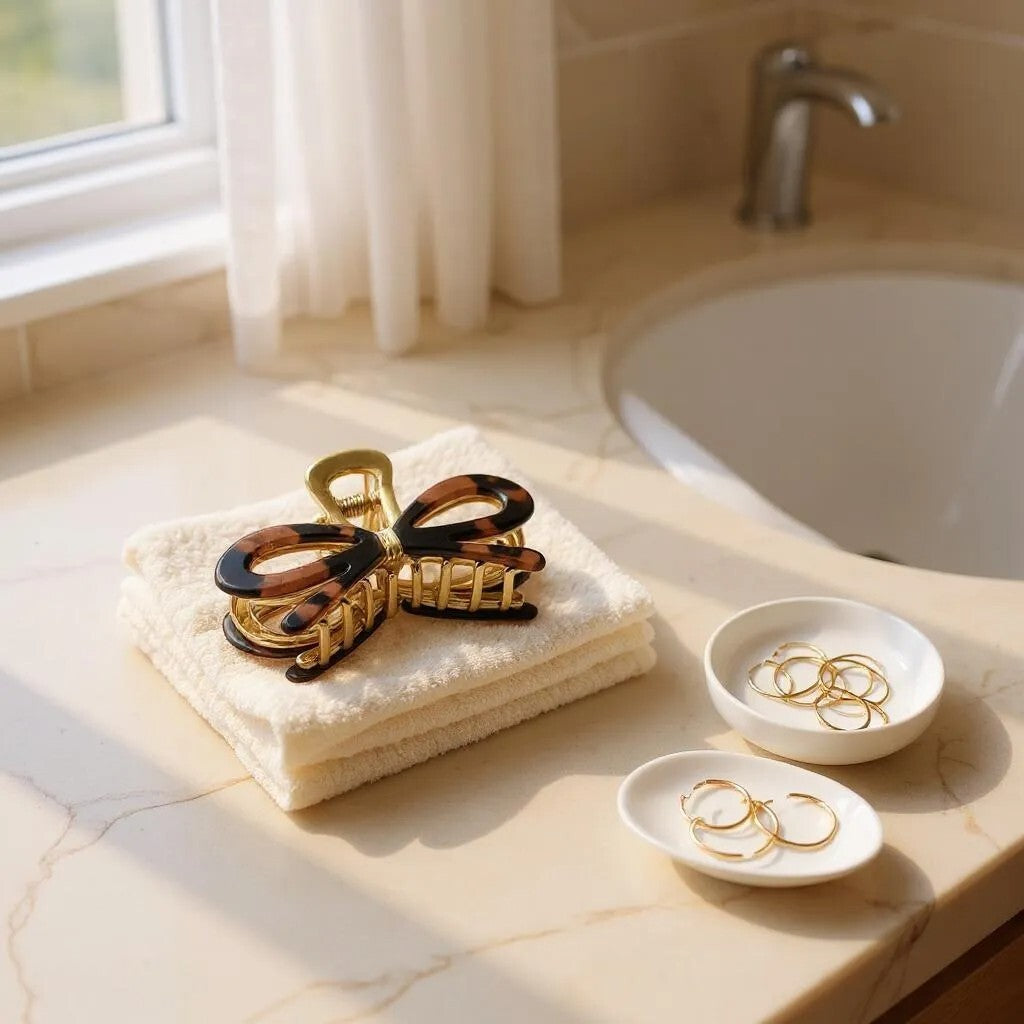 Piranha Dourada com Acrilico Laço Madreperola, Ambar, Creme, Rajada