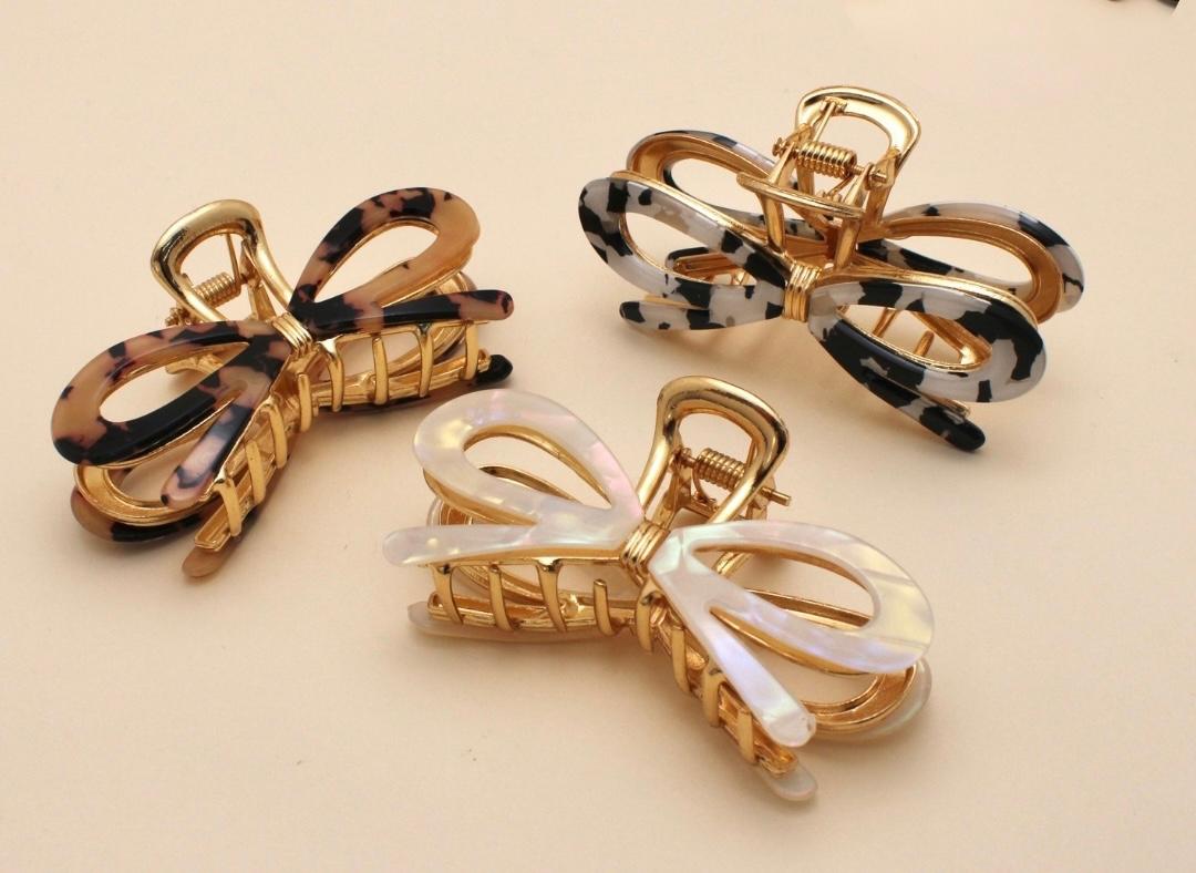 Piranha Dourada com Acrilico Laço Madreperola, Ambar, Creme, Rajada